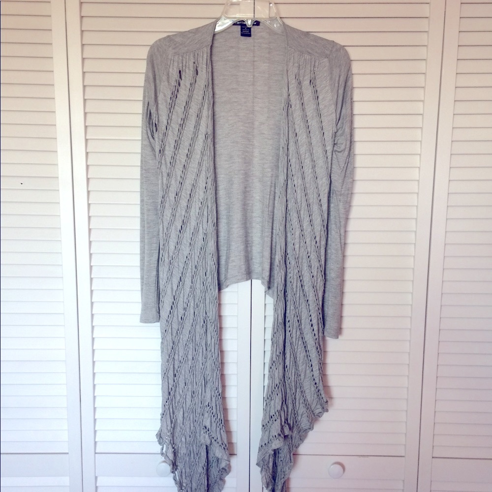 Grey Wrap around Cardigan with Rope Design